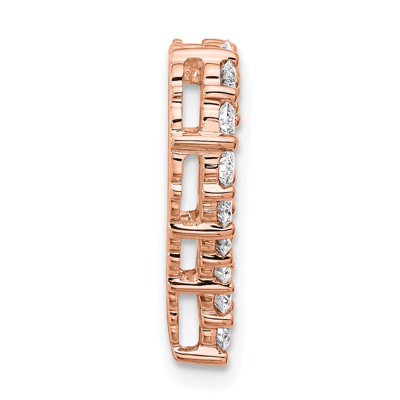 14k Rose Gold 1 carat Lab Grown Diamond VS/SI+ G+ Complete Heart Chain Slide Pendant