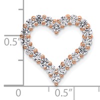 14K Rose Gold 1 Carat Lab Grown Diamond VS SI+ G+ Complete Heart Chain Slide Pendant view 4