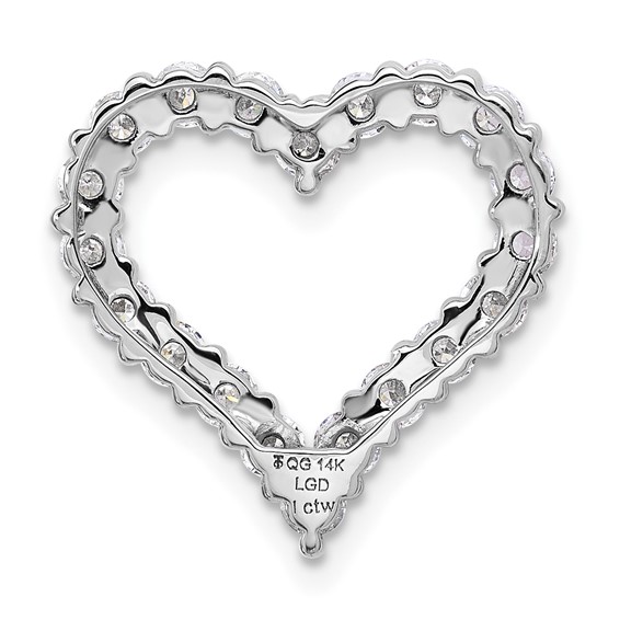 14K White Gold Certified Lab Grown Diamond VS DEF Heart Pendant