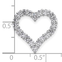 14K White Gold 1 Carat Lab Grown Diamond VS SI+ G+ Complete Heart Chain Slide Pendant view 4