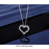 14K White Gold 1 Carat Lab Grown Diamond VS+ F+ Complete Heart Chain Slide Pendant view 2