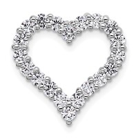 14K White Gold 1 Carat Lab Grown Diamond VS+ F+ Complete Heart Chain Slide Pendant view 1