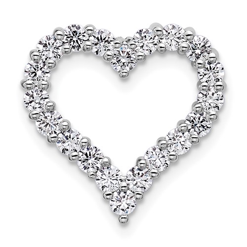 14K White Gold 1 Carat Lab Grown Diamond VS SI+ G+ Complete Heart Chain Slide Pendant