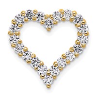 14K Yellow Gold 1 Carat Lab Grown Diamond VS+ F+ Complete Heart Chain Slide Pendant view 1