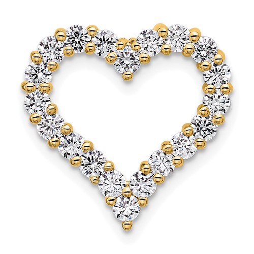 14K Yellow Gold 1 Carat Lab Grown Diamond VS+ F+ Complete Heart Chain Slide Pendant