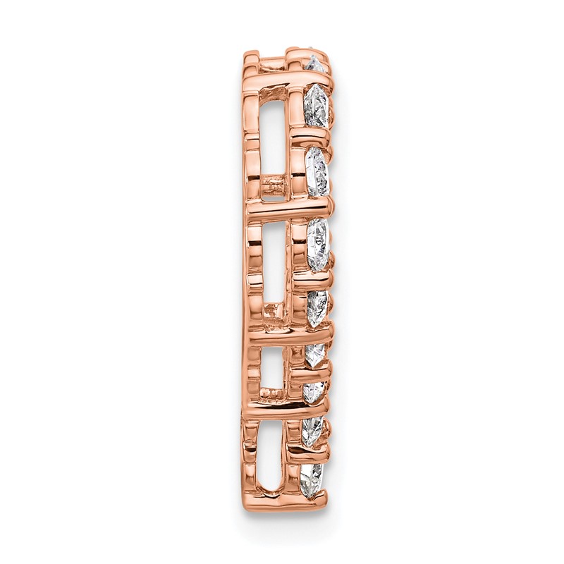 14k Rose Gold 1 1/2 carat Lab Grown Diamond VS/SI+ G+ Complete Heart Chain Slide Pendant
