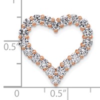 14K Rose Gold 1.50 Carat Lab Grown Diamond VS SI+ G+ Complete Heart Chain Slide Pendant view 4
