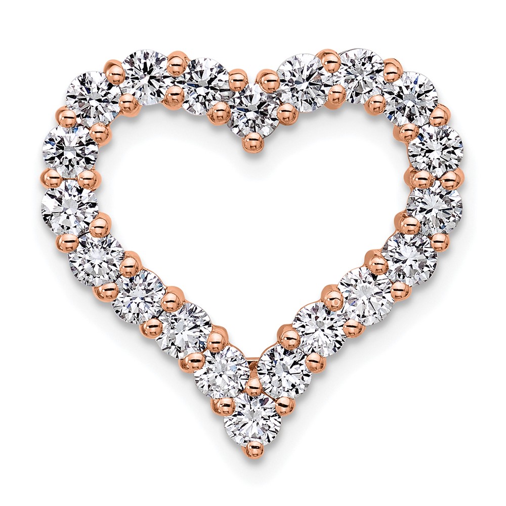 14K Rose Gold 1.50 Carat Lab Grown Diamond VS SI+ G+ Complete Heart Chain Slide Pendant