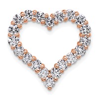 14K Rose Gold 1.50 Carat Lab Grown Diamond VS SI+ G+ Complete Heart Chain Slide Pendant view 1