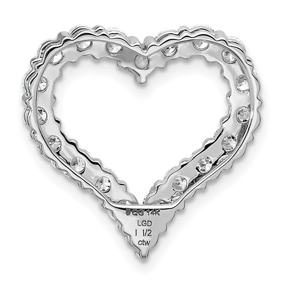 14K Certified White Gold Lab Grown Diamond VS DEF Heart Pendant