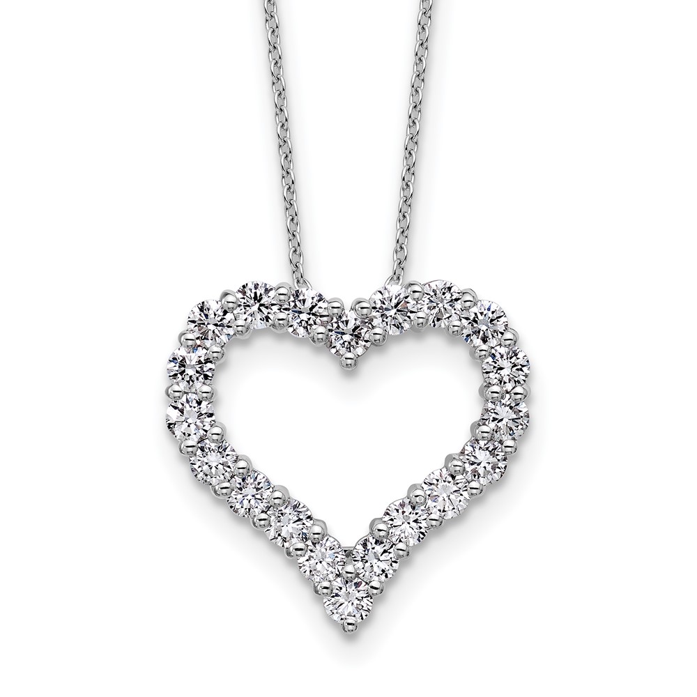 14K White Gold 1.50 Carat Lab Grown Diamond VS SI+ G+ Complete Heart Pendant Necklace, 18"