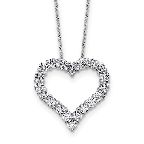 14K White Gold 1.50 Carat Lab Grown Diamond VS SI+ G+ Complete Heart Pendant Necklace, 18"