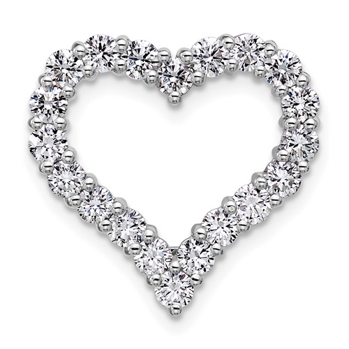 14K White Gold 1.50 Carat Lab Grown Diamond VS+ F+ Complete Heart Chain Slide Pendant