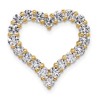 14K Yellow Gold 1.50 Carat Lab Grown Diamond VS+ F+ Complete Heart Chain Slide Pendant view 1