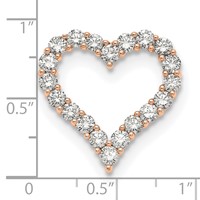 14K Rose Gold 2 Carat Lab Grown Diamond VS SI+ G+ Complete Heart Chain Slide Pendant view 2