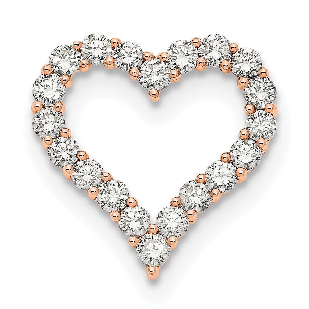 14K Rose Gold 2 Carat Lab Grown Diamond VS SI+ G+ Complete Heart Chain Slide Pendant