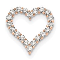 14K Rose Gold 2 Carat Lab Grown Diamond VS SI+ G+ Complete Heart Chain Slide Pendant view 1