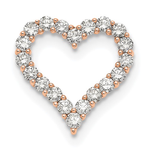 14K Rose Gold 2 Carat Lab Grown Diamond VS SI+ G+ Complete Heart Chain Slide Pendant