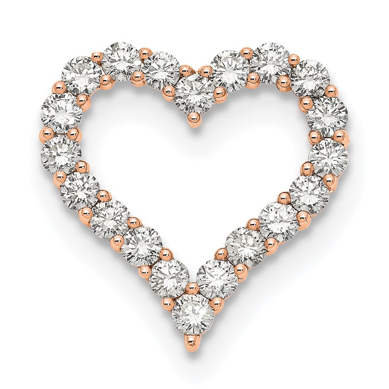 14k Rose Gold 2 carat Lab Grown Diamond VS/SI+ G+ Complete Heart Chain Slide Pendant