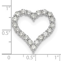 14K White Gold 2 Carat Lab Grown Diamond VS SI+ G+ Complete Heart Chain Slide Pendant view 2