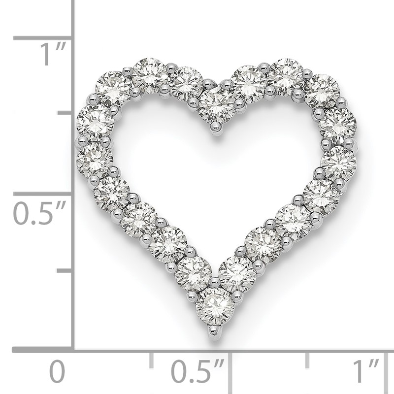 14k White Gold 2 carat Lab Grown Diamond VS/SI+ G+ Complete Heart Chain Slide Pendant