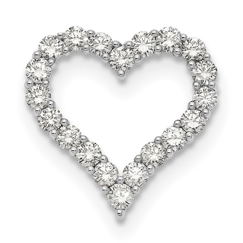 14K White Gold 2 Carat Lab Grown Diamond VS SI+ G+ Complete Heart Chain Slide Pendant
