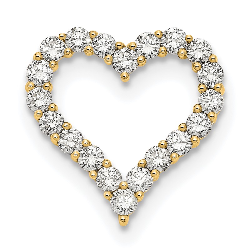 14k 2 carat Lab Grown Diamond VS/SI+ G+ Complete Heart Chain Slide Pendant