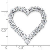 14K White Gold 4 Carat Lab Grown Diamond VS+ F+ Complete Heart Chain Slide Pendant view 4