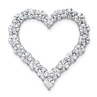 14K White Gold 4 Carat Lab Grown Diamond VS+ F+ Complete Heart Chain Slide Pendant view 1