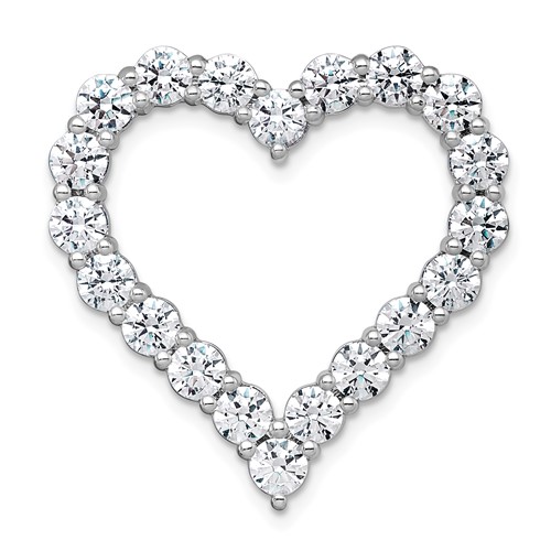 14K White Gold 4 Carat Lab Grown Diamond VS+ F+ Complete Heart Chain Slide Pendant