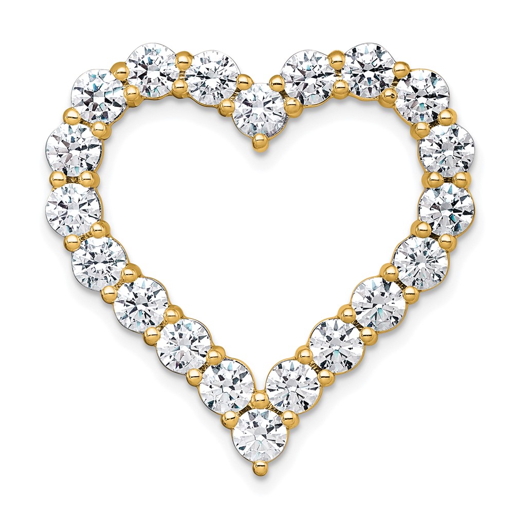 14K Yellow Gold 4 Carat Lab Grown Diamond VS+ F+ Complete Heart Chain Slide Pendant