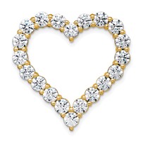 14K Yellow Gold 4 Carat Lab Grown Diamond VS+ F+ Complete Heart Chain Slide Pendant view 1