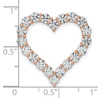 14K Rose Gold 3 Carat Lab Grown Diamond VS SI+ G+ Complete Heart Chain Slide Pendant view 4