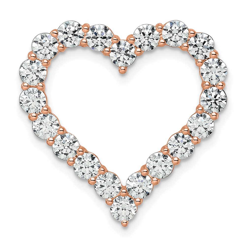 14K Rose Gold 3 Carat Lab Grown Diamond VS SI+ G+ Complete Heart Chain Slide Pendant