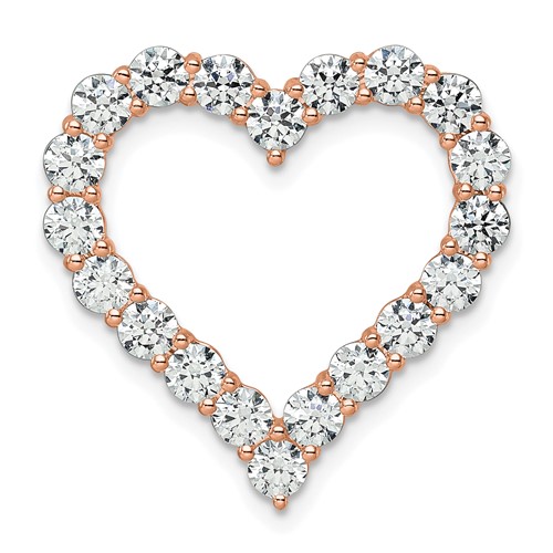 14K Rose Gold 3 Carat Lab Grown Diamond VS SI+ G+ Complete Heart Chain Slide Pendant