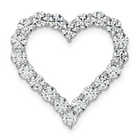 14K White Gold 3 Carat Lab Grown Diamond VS SI+ G+ Complete Heart Chain Slide Pendant view 1