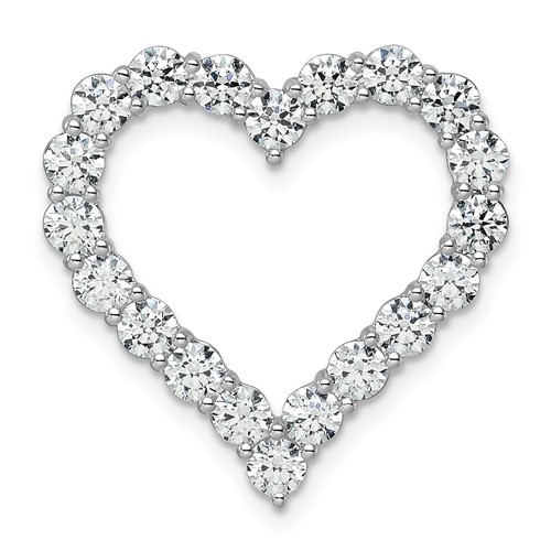 14K White Gold 3 Carat Lab Grown Diamond VS SI+ G+ Complete Heart Chain Slide Pendant