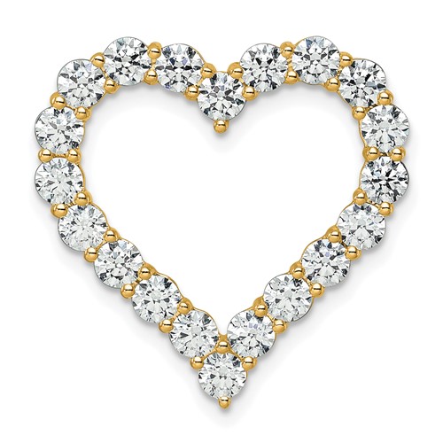 14K Yellow Gold 3 Carat Lab Grown Diamond VS SI+ G+ Complete Heart Chain Slide Pendant