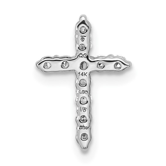 14K White Gold Certified Lab Grown Diamond VS DEF Cross Pendant