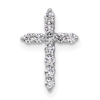 14K White Gold Certified Lab Grown Diamond VS DEF Cross Pendant