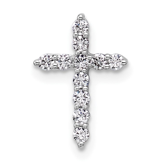14K White Gold Certified Lab Grown Diamond VS DEF Cross Pendant