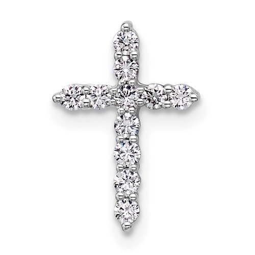 14K White Gold 0.20 Carat Lab Grown Diamond VS SI+ G+ Complete Cross Chain Slide Pendant