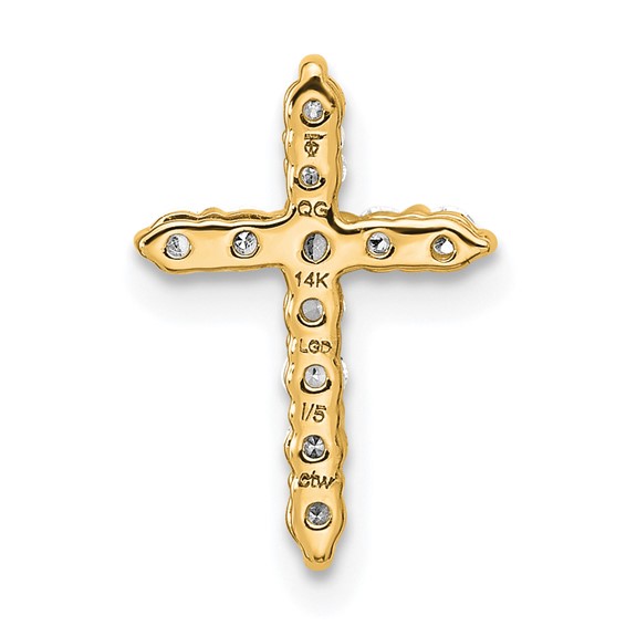 14K Gold Certified Lab Grown Diamond VS DEF Cross Pendant
