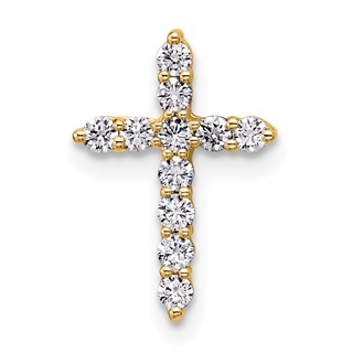 14K Gold Certified Lab Grown Diamond VS DEF Cross Pendant