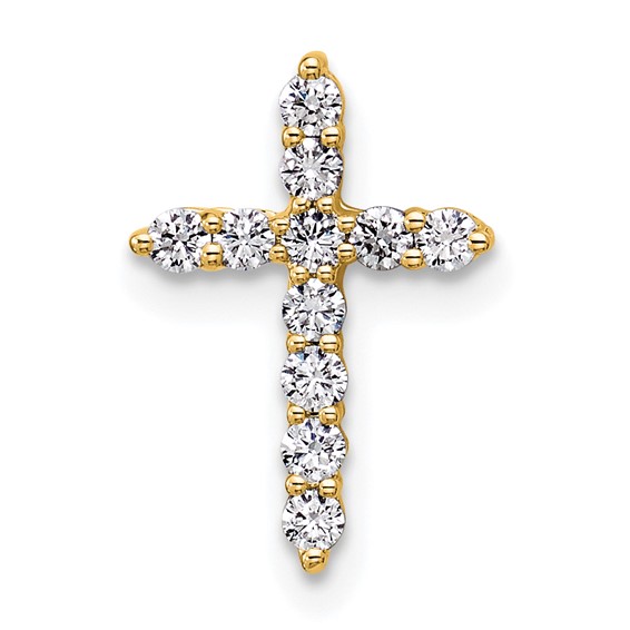 14K Gold Certified Lab Grown Diamond VS DEF Cross Pendant