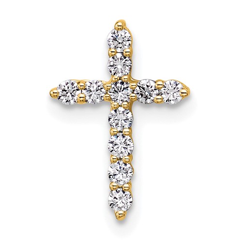 14K Yellow Gold 0.20 Carat Lab Grown Diamond VS SI+ G+ Complete Cross Chain Slide Pendant