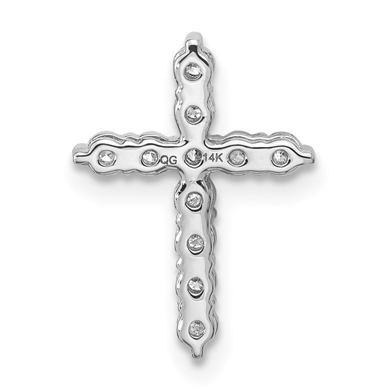 14K White Gold Certified Lab Grown Diamond VS/SI FGH Cross Pendant