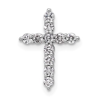 14K White Gold Certified Lab Grown Diamond VS/SI FGH Cross Pendant