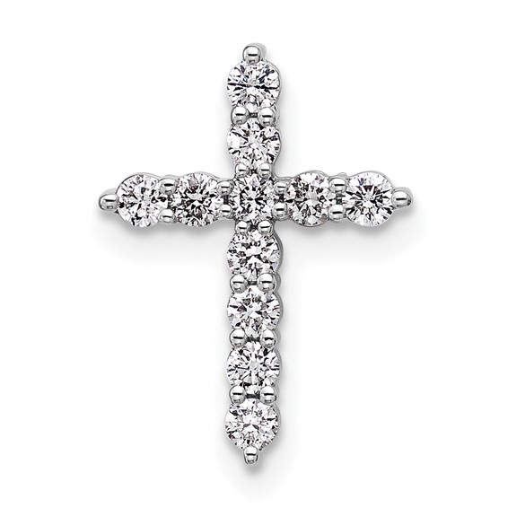 14K White Gold Certified Lab Grown Diamond VS/SI FGH Cross Pendant