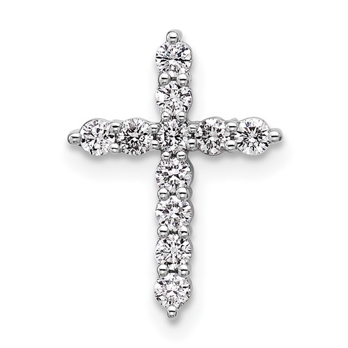 14K White Gold 0.33 Carat Lab Grown Diamond VS SI+ G+ Complete Cross Chain Slide Pendant